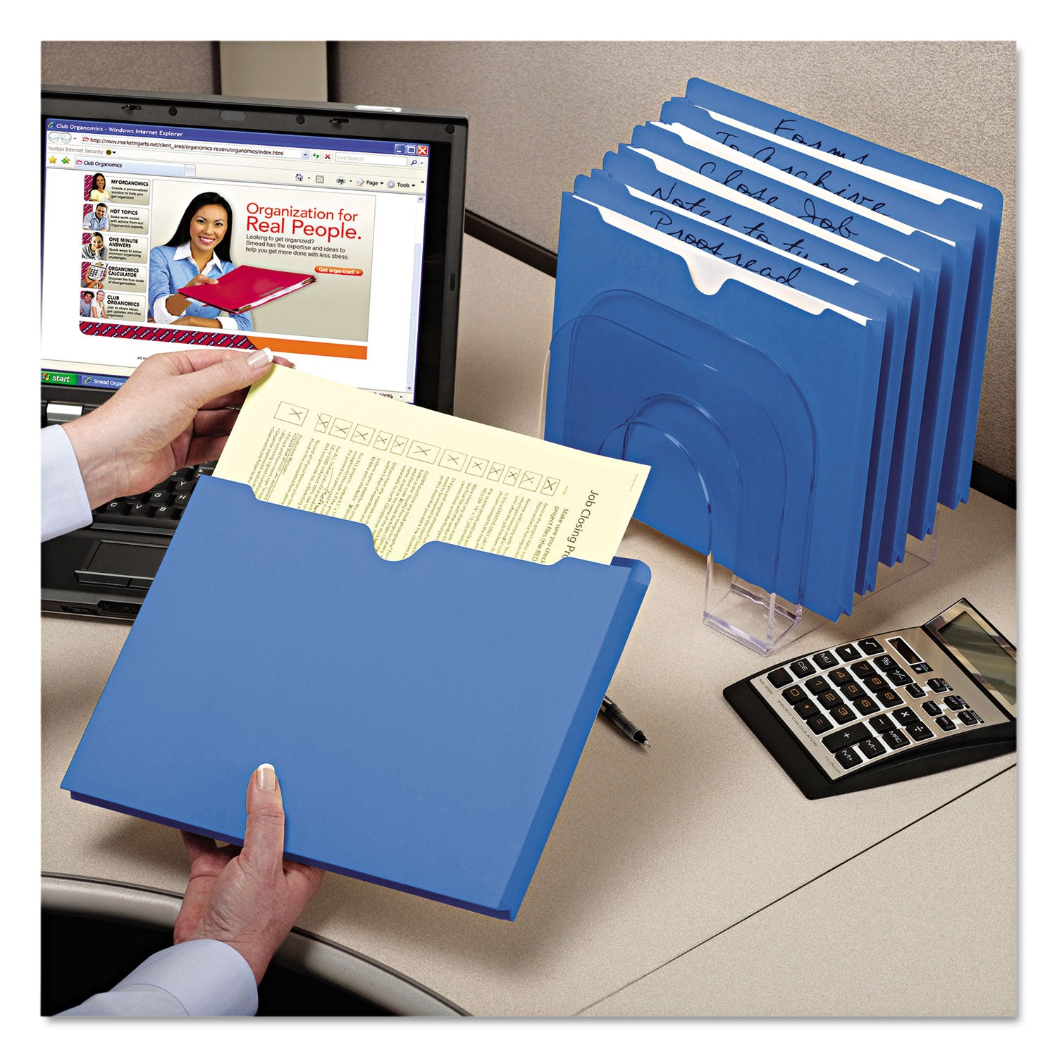 Colored File Jackets with Reinforced Double-Ply Tab, Straight Tab, Letter Size, Blue, 50/Box - 