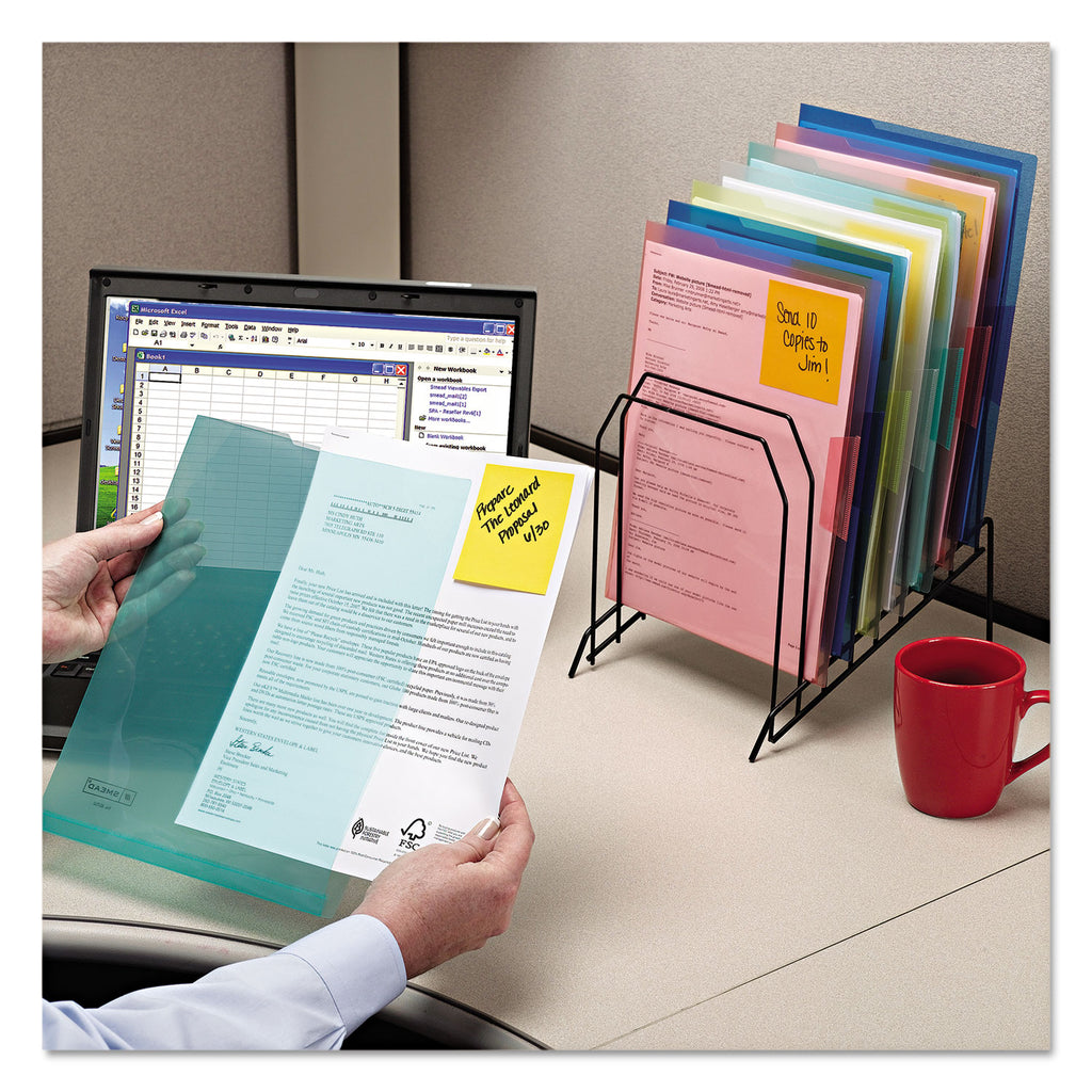 Organized Up Translucent Poly Project Jacket, Letter Size, Assorted Colors, 5/Pack - 