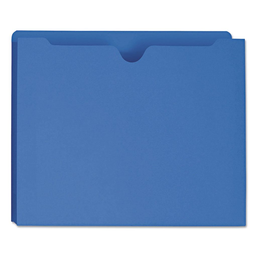 Colored File Jackets with Reinforced Double-Ply Tab, Straight Tab, Letter Size, Blue, 50/Box - 
