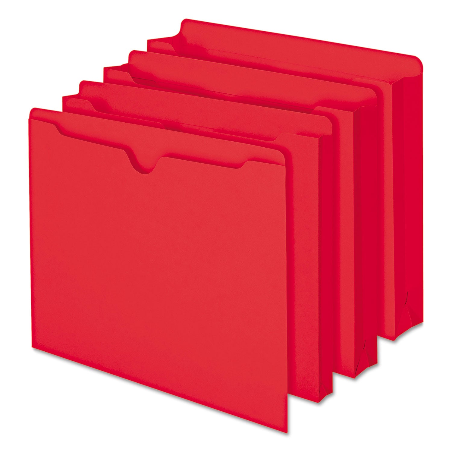 Colored File Jackets with Reinforced Double-Ply Tab, Straight Tab, Letter Size, Red, 100/Box - 