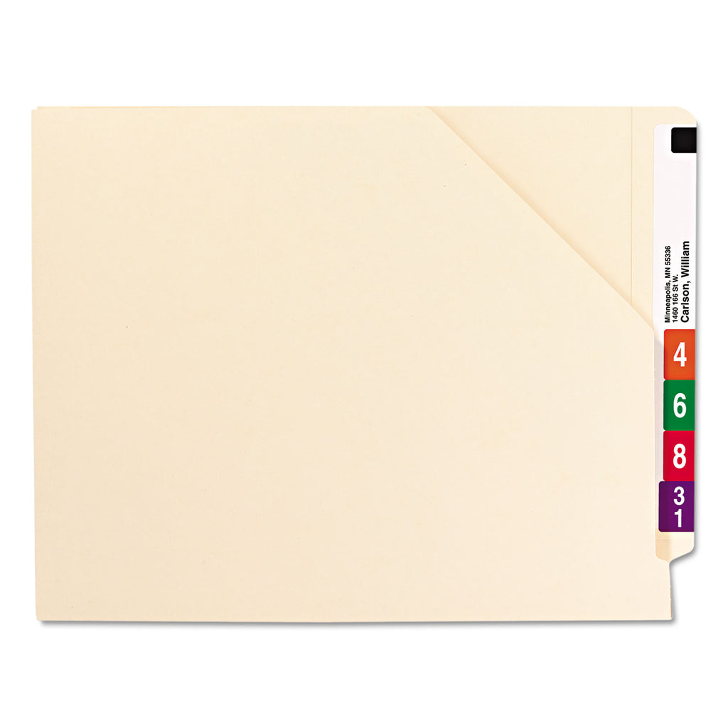 End Tab Jackets with Reinforced Tabs, Straight Tab, Letter Size, 14-pt Manila, 50/Box - 