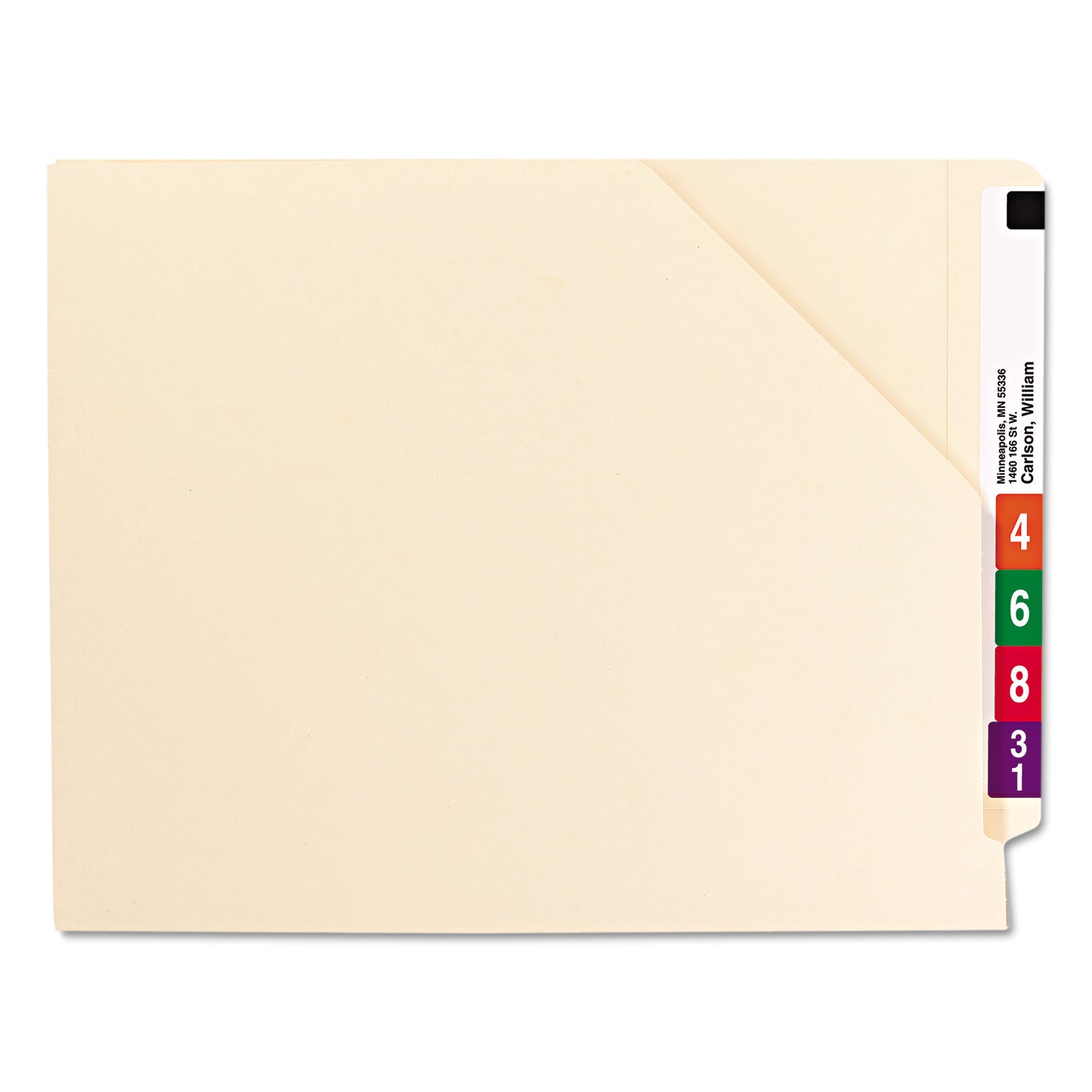 End Tab Jackets with Reinforced Tabs, Straight Tab, Letter Size, 14-pt Manila, 50/Box - 