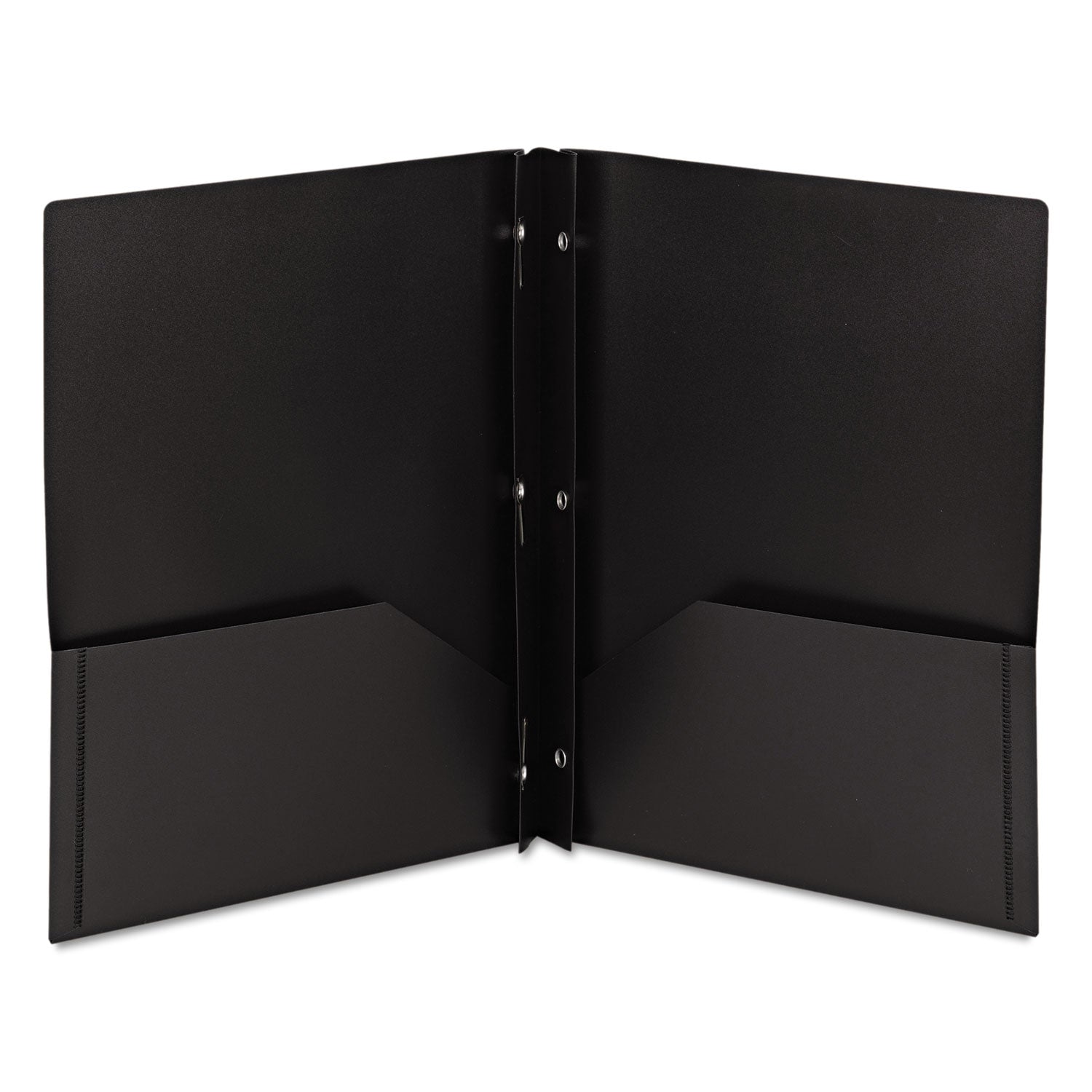 Poly Two-Pocket Folder with Fasteners, 180-Sheet Capacity, 11 x 8.5, Black, 25/Box - 