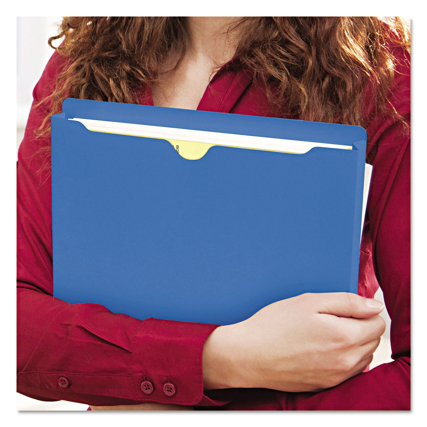 Colored File Jackets with Reinforced Double-Ply Tab, Straight Tab, Letter Size, Blue, 50/Box - 