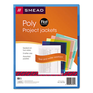 Organized Up Translucent Poly Project Jacket, Letter Size, Assorted Colors, 5/Pack - 