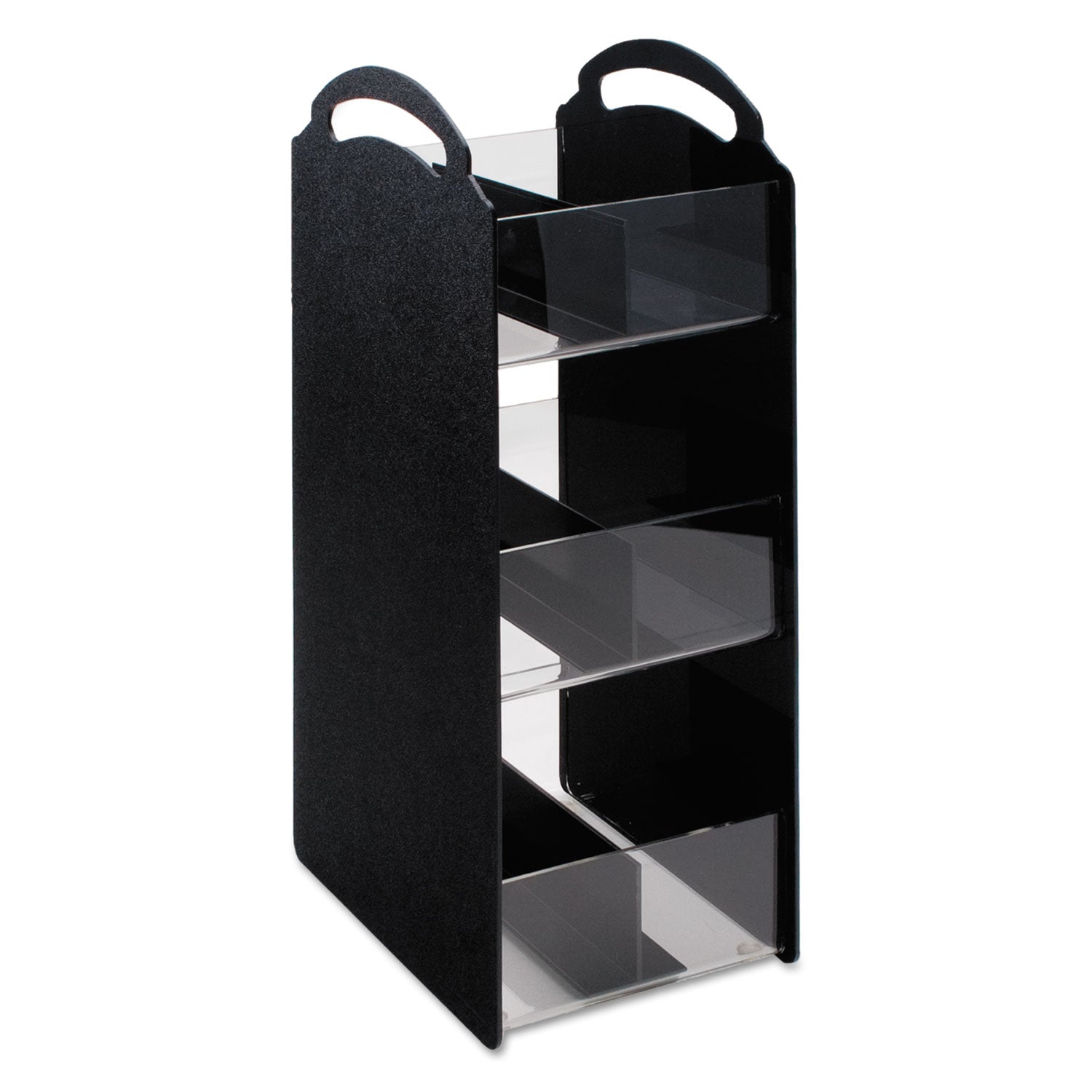 Compact Condiment Organizer, 6 Compartments, 6.13 x 8 x 18, Black - 