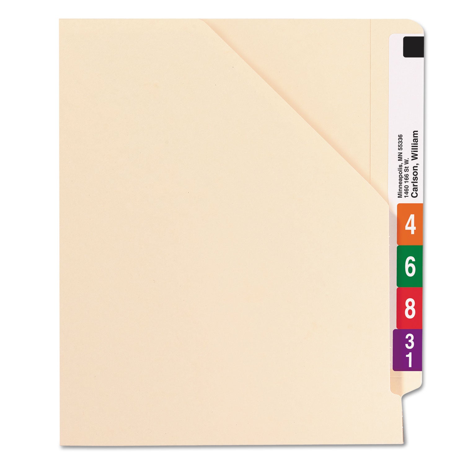End Tab Jackets with Reinforced Tabs, Straight Tab, Letter Size, 14-pt Manila, 50/Box - 