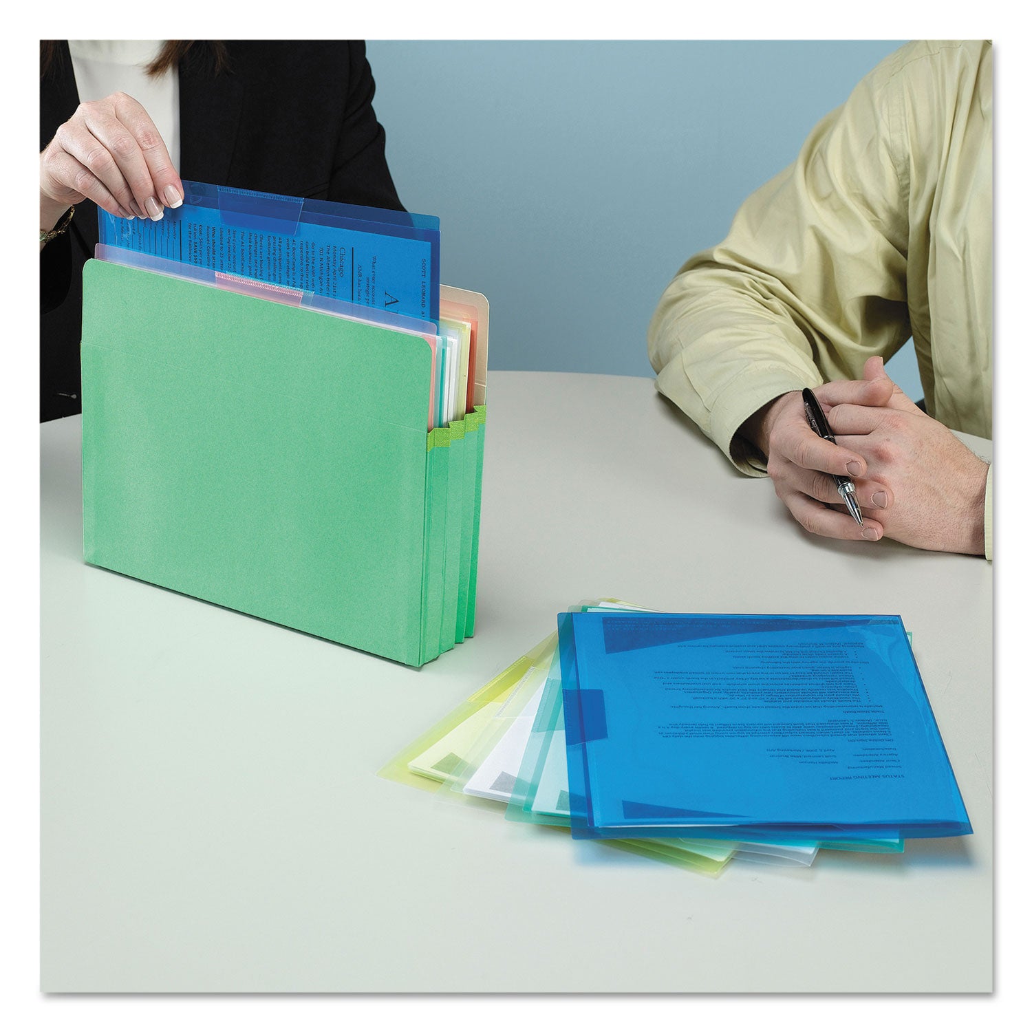 Organized Up Translucent Poly Project Jacket, Letter Size, Assorted Colors, 5/Pack - 