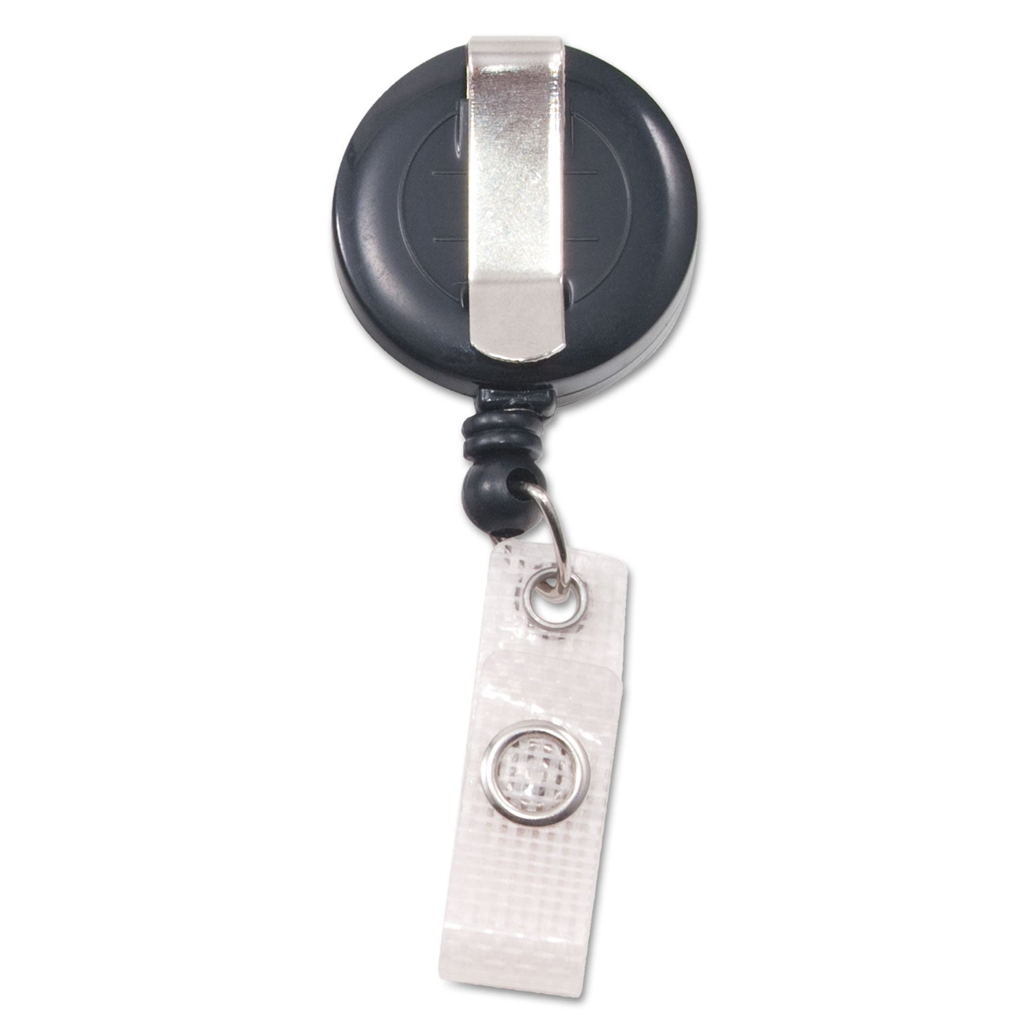 Deluxe Retractable ID Reel with Badge Holder, 24" Extension, Black, 12/Box - 