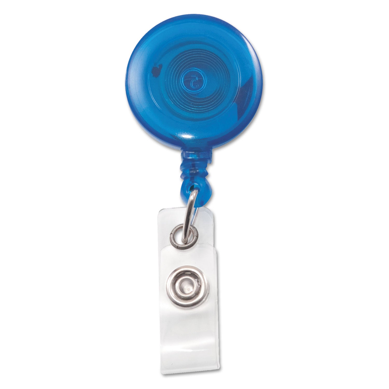 Translucent Retractable ID Card Reel, 30" Extension, Blue, 12/Pack - 