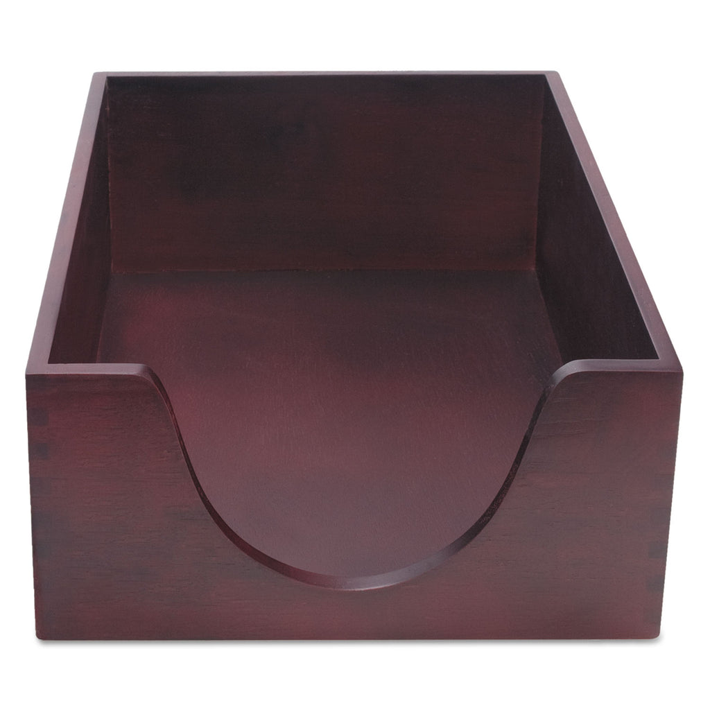 Double-Deep Hardwood Stackable Desk Trays, 1 Section, Letter Size Files, 10.13" x 12.63" x 5", Mahogany - 