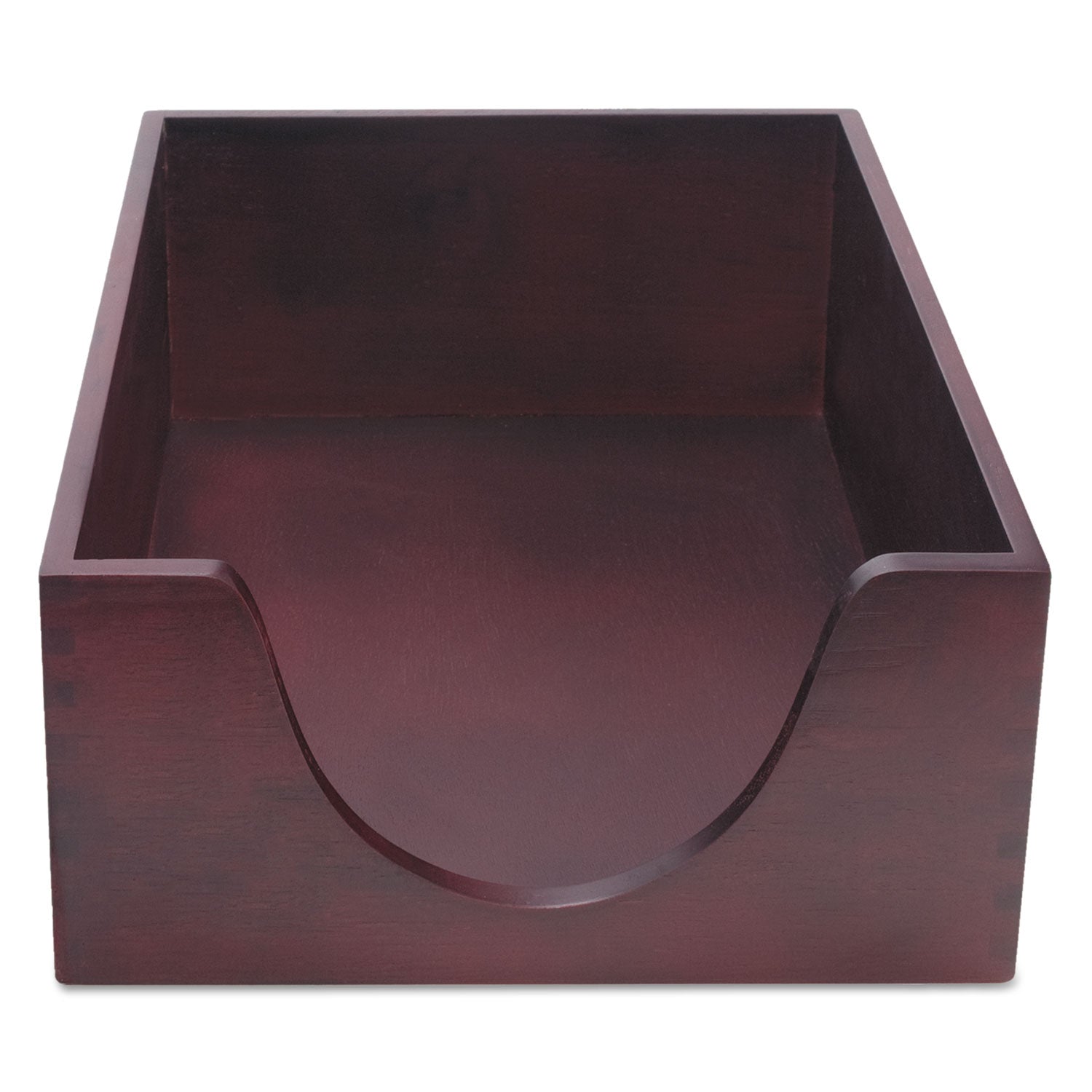 Double-Deep Hardwood Stackable Desk Trays, 1 Section, Letter Size Files, 10.13" x 12.63" x 5", Mahogany - 
