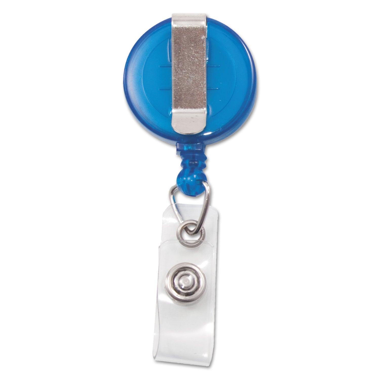 Translucent Retractable ID Card Reel, 30" Extension, Blue, 12/Pack - 