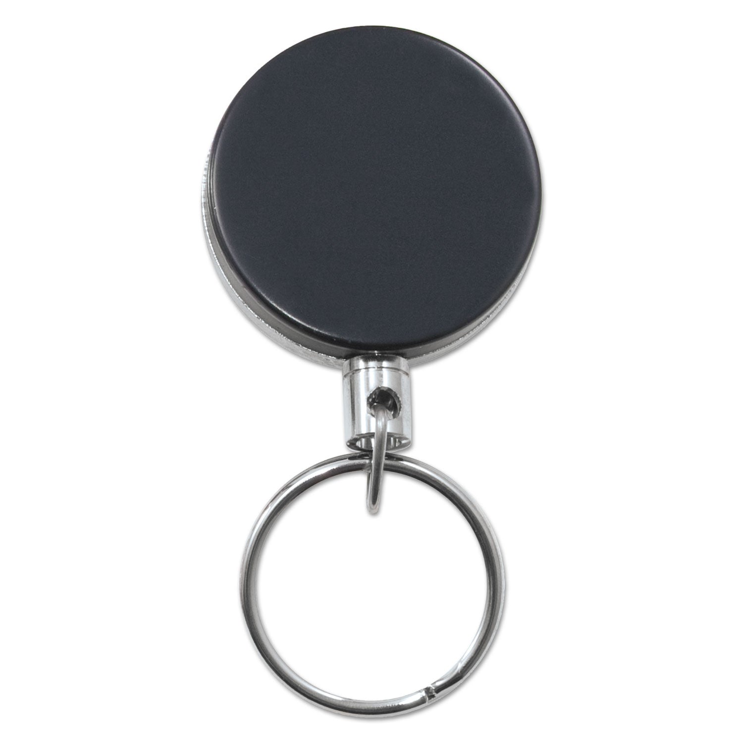 Heavy-Duty Retractable ID Card Reel, 18.5" Extension, Black/Chrome, 6/Pack