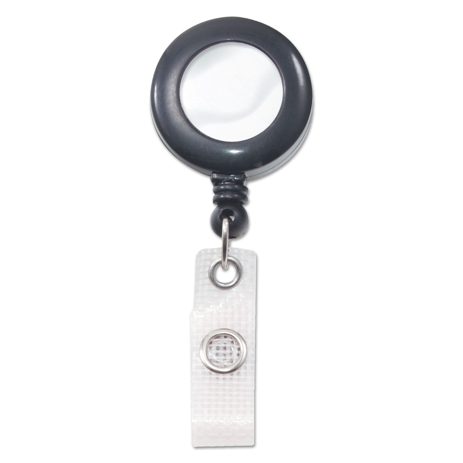 Deluxe Retractable ID Reel with Badge Holder, 24" Extension, Black, 12/Box - 