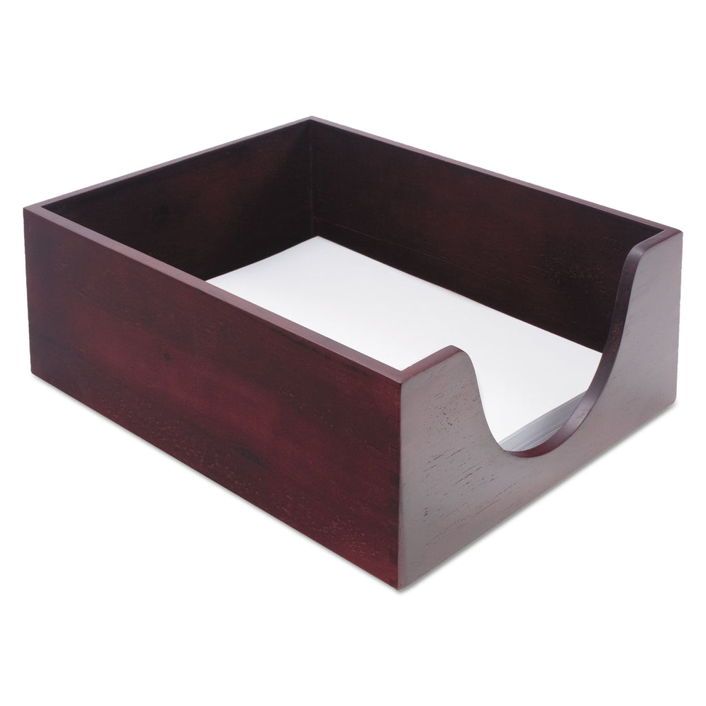 Double-Deep Hardwood Stackable Desk Trays, 1 Section, Letter Size Files, 10.13" x 12.63" x 5", Mahogany - 