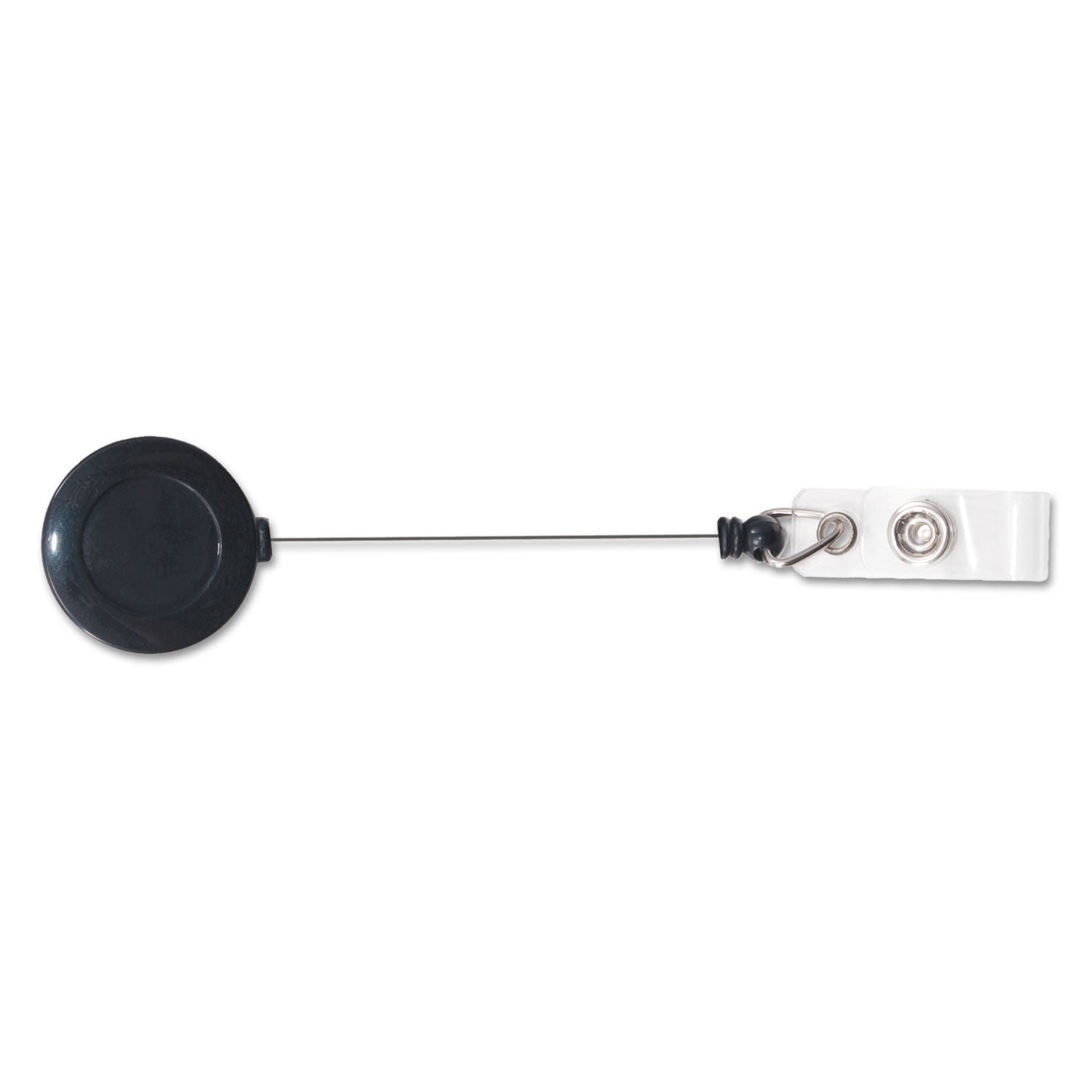 Swivel-Back Retractable ID Card Reel, 30" Extension, Black, 12/Pack - 