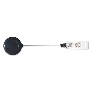 Swivel-Back Retractable ID Card Reel, 30" Extension, Black, 12/Pack