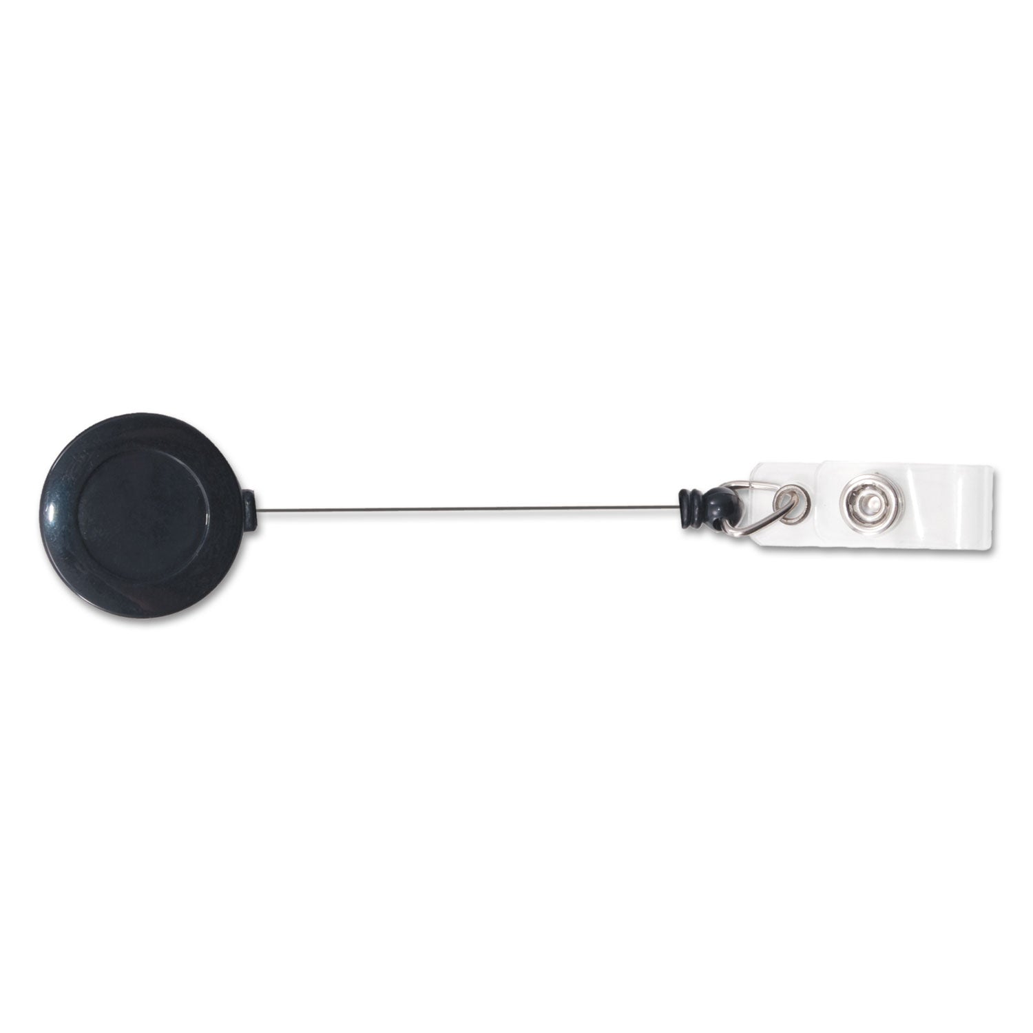Swivel-Back Retractable ID Card Reel, 30" Extension, Black, 12/Pack