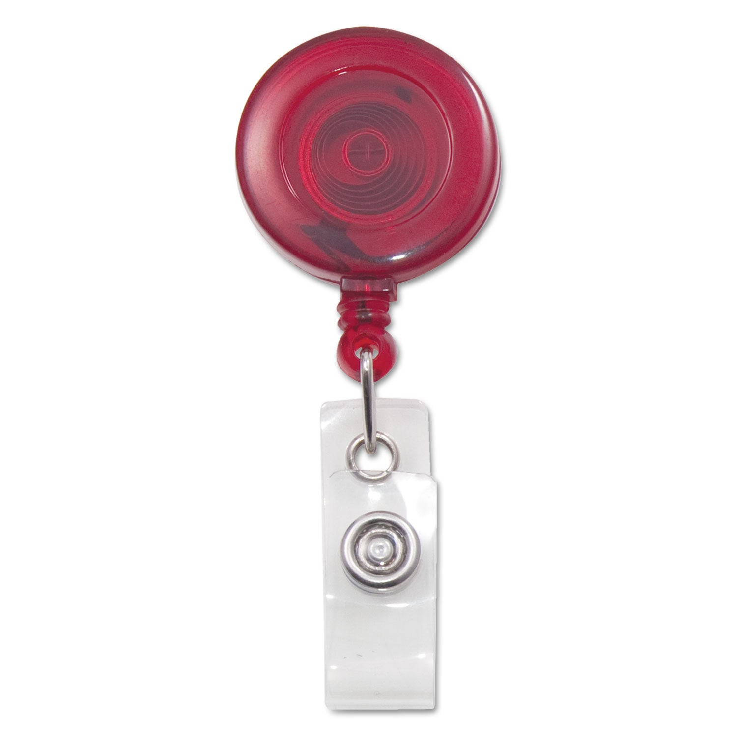 Translucent Retractable ID Card Reel, 30" Extension, Red, 12/Pack - 