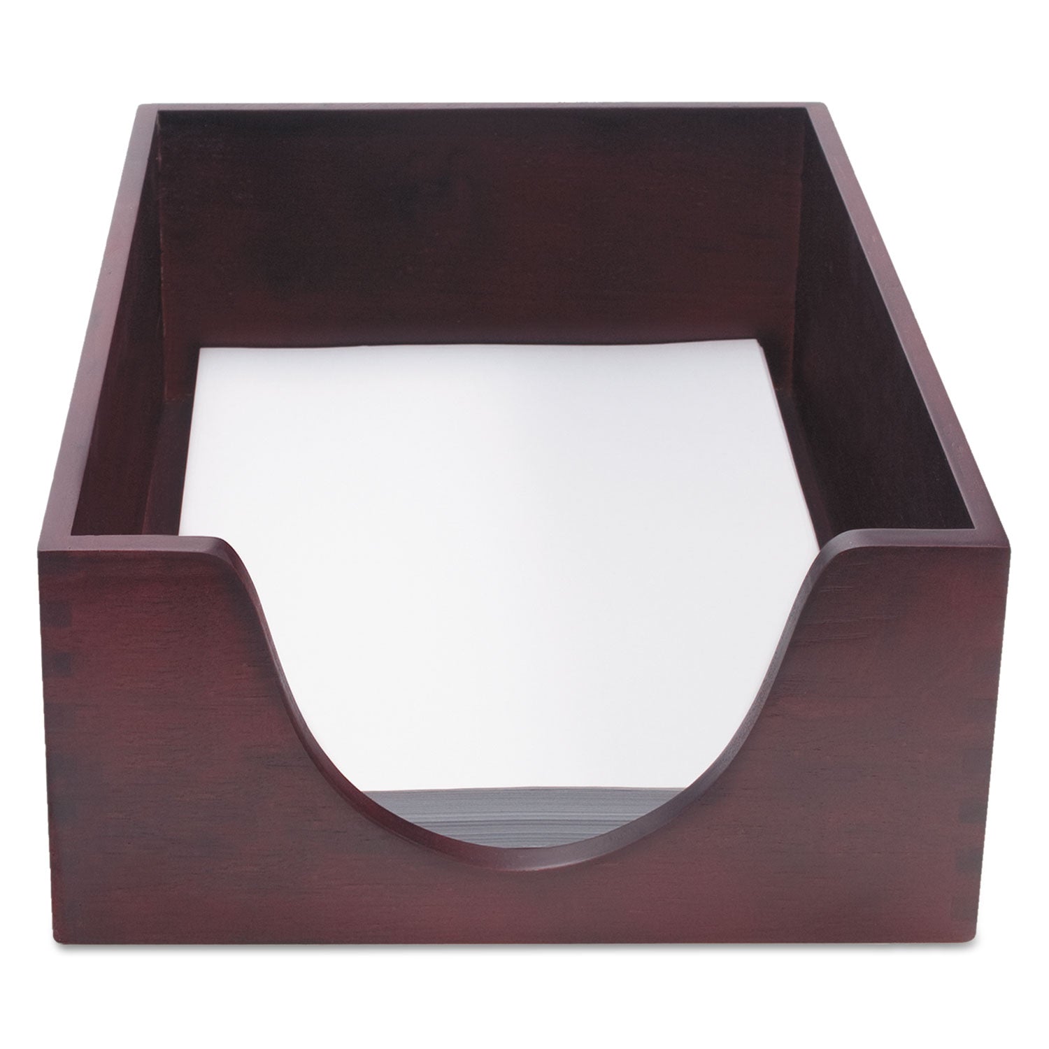 Double-Deep Hardwood Stackable Desk Trays, 1 Section, Letter Size Files, 10.13" x 12.63" x 5", Mahogany - 