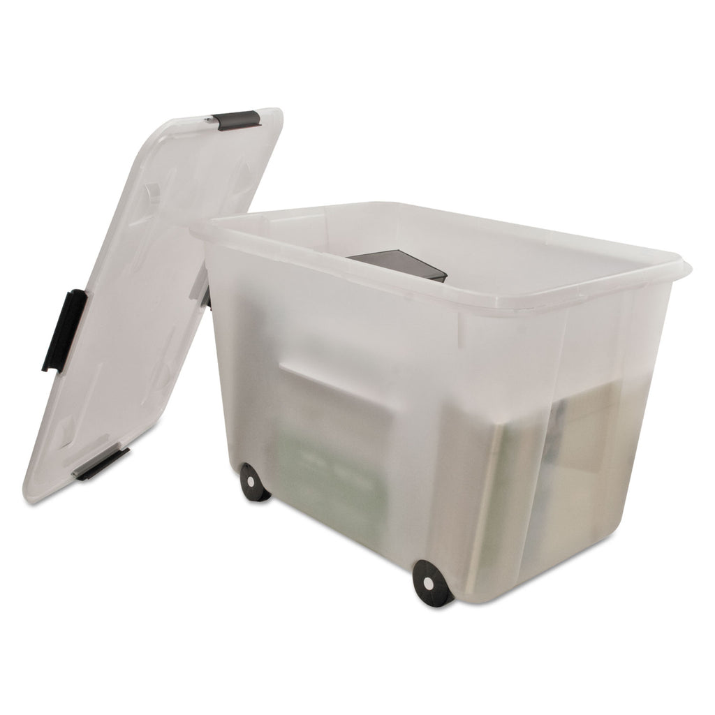 Rolling 15-Gal. Storage Box, Letter/Legal Files, 23.75" x 15.75" x 15.75", Clear - 