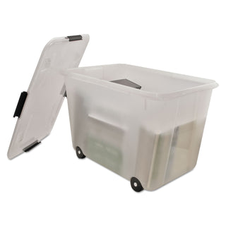 Rolling 15-Gal. Storage Box, Letter/Legal Files, 23.75" x 15.75" x 15.75", Clear - 