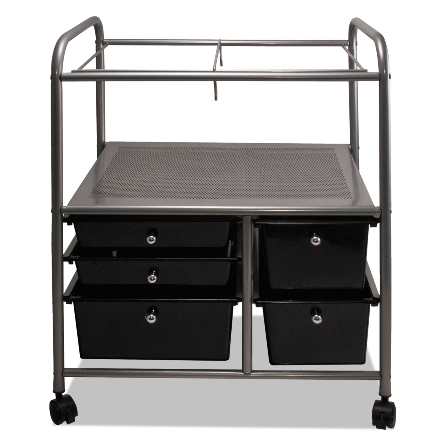 Advantus 5-Drawer Storage File Cart - 5 Drawer - 4 Casters - 21.9" Length x 15.3" Width x 28.9" Height - Chrome Frame - Silver, Chrome, Black - 1 Each - 3