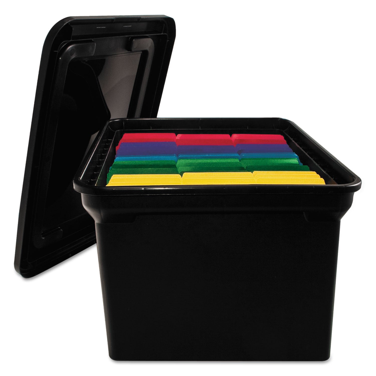 File Tote with Lid, Letter/Legal Files, 14.25" x 18" x 10.88", Black - 