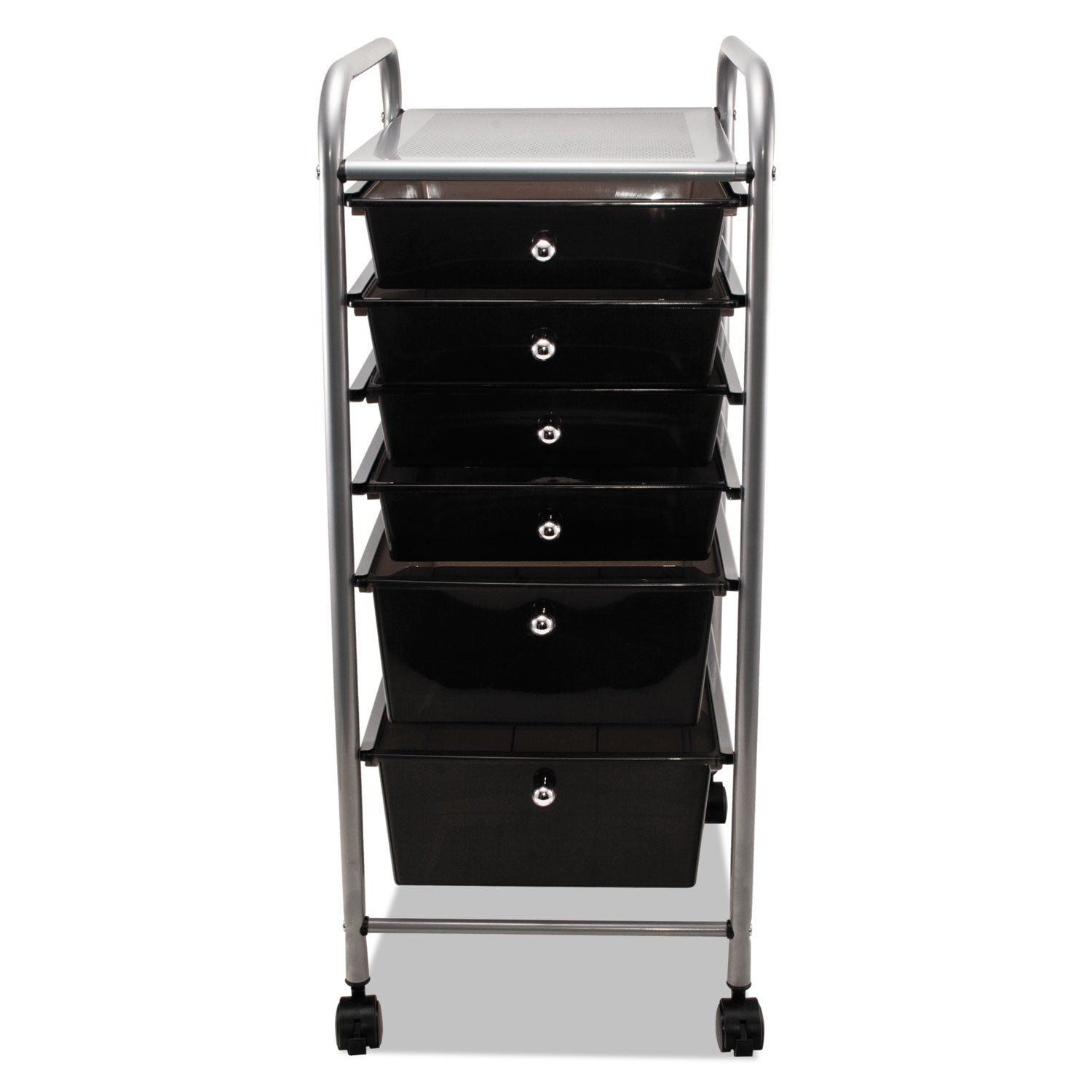 Portable Drawer Organizer, Metal, 1 Shelf, 6 Drawers, 13" x 15.38" x 32.13", Matte Gray/Smoke - 