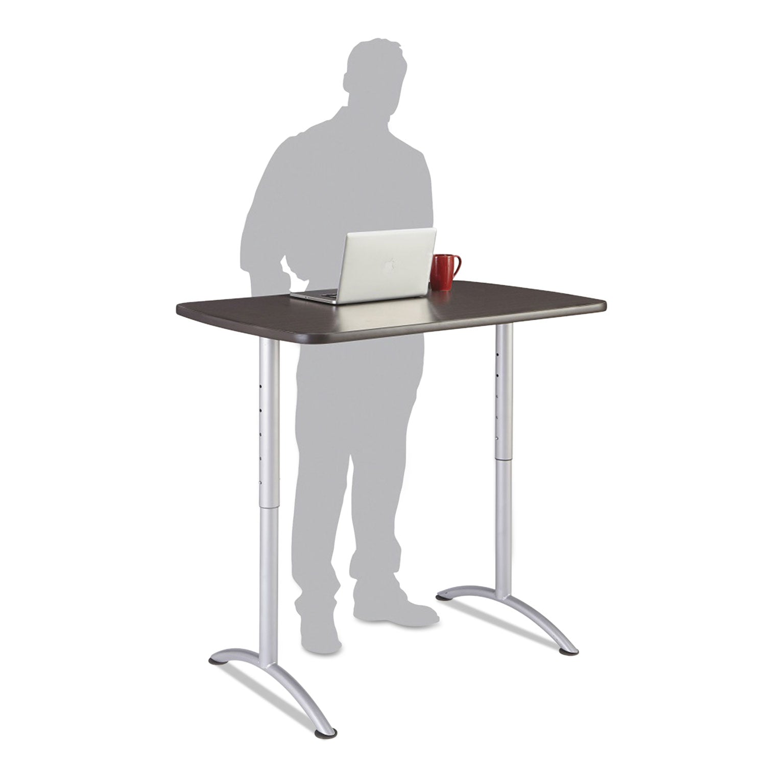 ARC Adjustable-Height Table, Rectangular, 30" x 48" x 36" to 48", Gray Walnut/Silver - 
