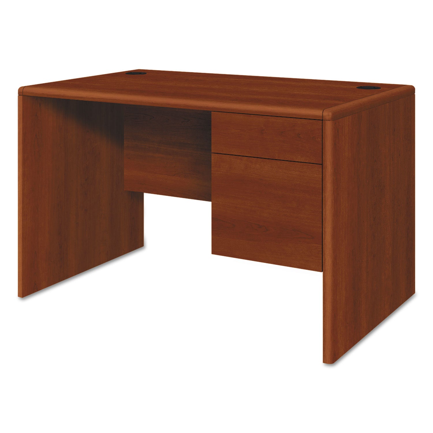 10700 Series Single Pedestal Desk with Three-Quarter Height Right Pedestal, 48" x 30" x 29.5", Cognac - 