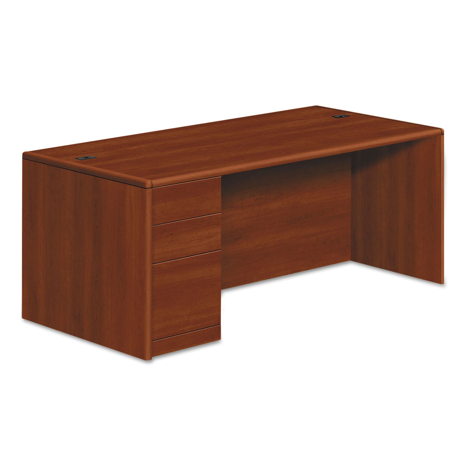 10700 Series Single Pedestal Desk with Full-Height Pedestal on Left, 72" x 36" x 29.5", Cognac - 