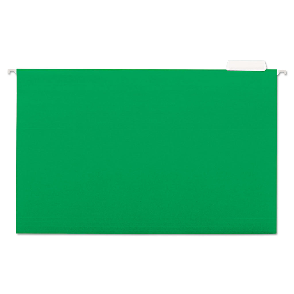 Deluxe Bright Color Hanging File Folders, Legal Size, 1/5-Cut Tabs, Bright Green, 25/Box - 