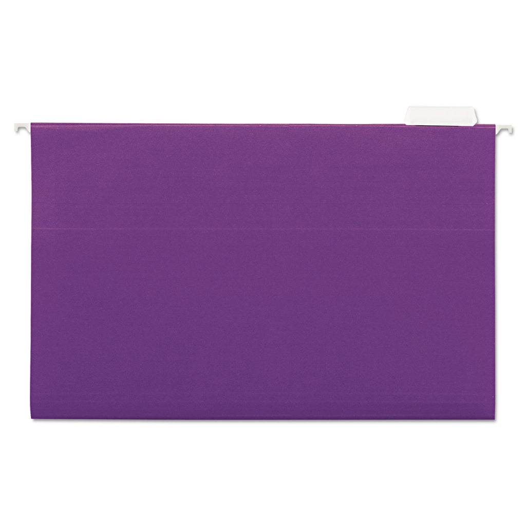 Deluxe Bright Color Hanging File Folders, Legal Size, 1/5-Cut Tabs, Violet, 25/Box - 