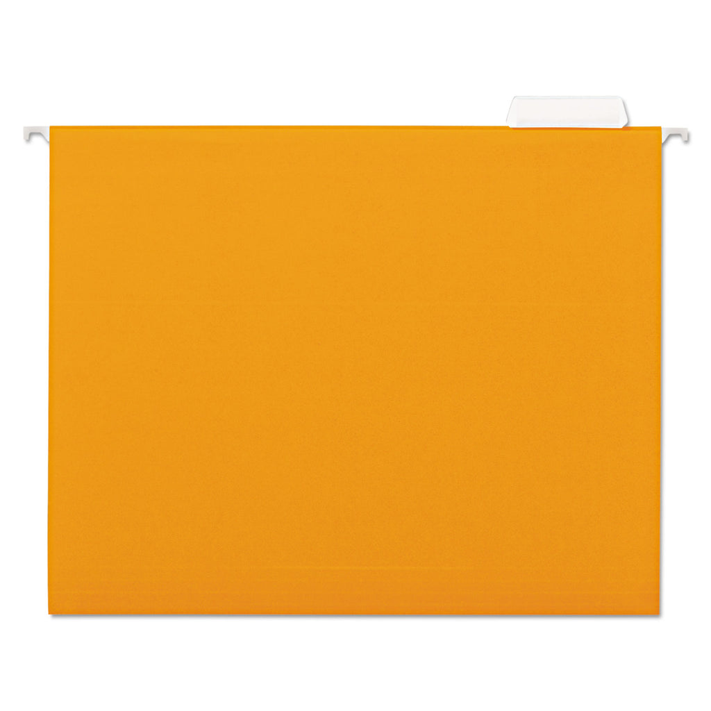 Deluxe Bright Color Hanging File Folders, Letter Size, 1/5-Cut Tabs, Orange, 25/Box