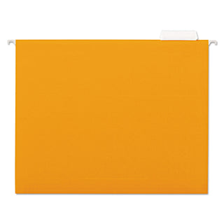 Deluxe Bright Color Hanging File Folders, Letter Size, 1/5-Cut Tabs, Orange, 25/Box