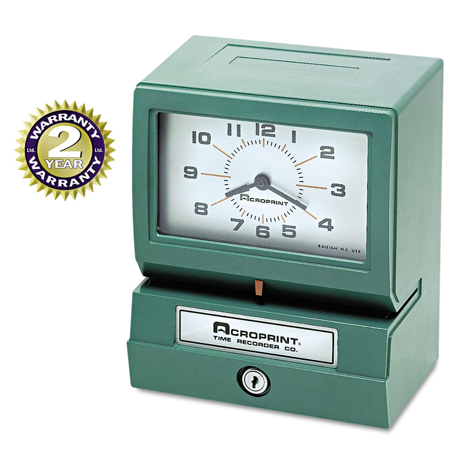 Model 150 Heavy-Duty Time Recorder, Automatic Operation, Month/Date/1-12 Hours/Minutes, Green - 