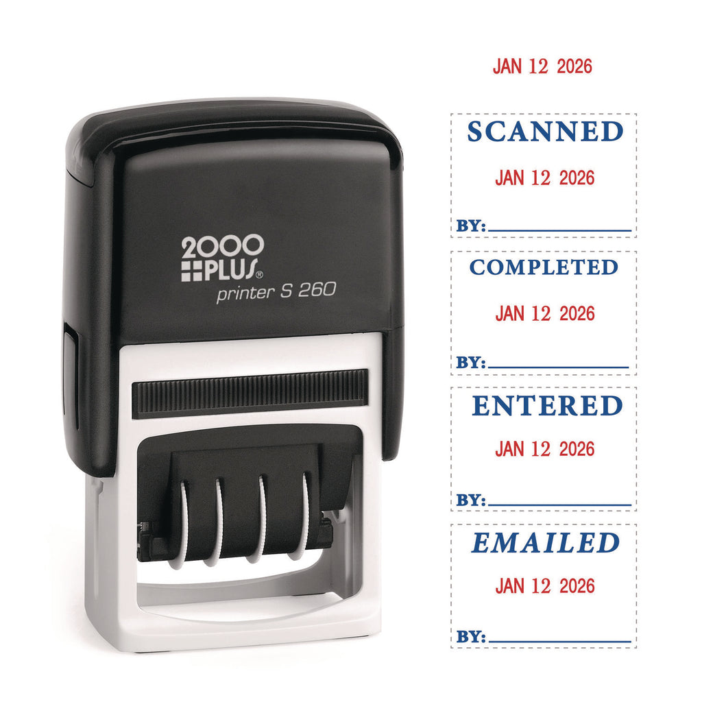 4 in 1 e-Message Dater, 0.94 x 1.75, COMPLETED/EMAILED/ENTERED/SCANNED - 