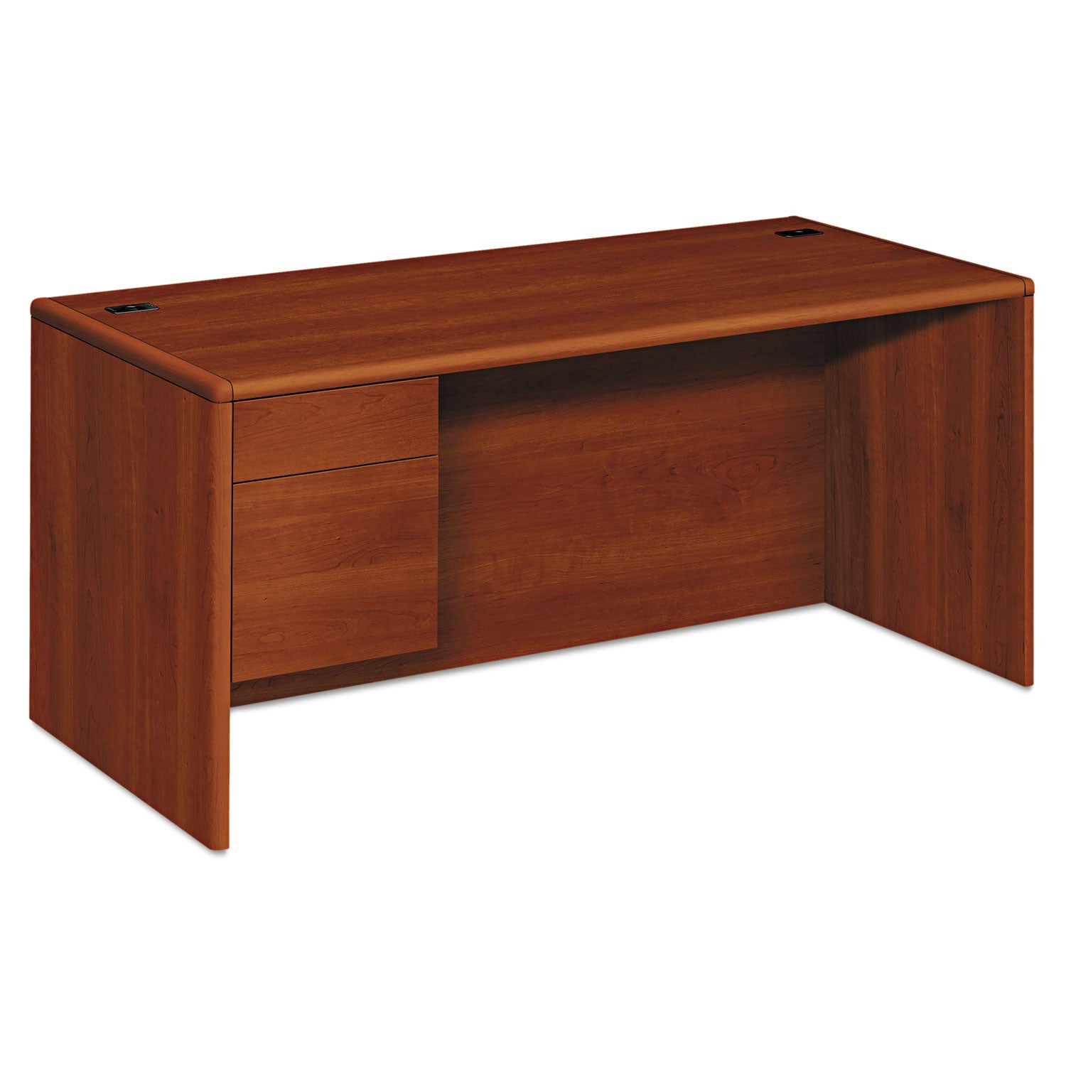 10700 Series "L" Workstation Desk with Three-Quarter Height Pedestal on Left, 66" x 30" x 29.5", Cognac - 