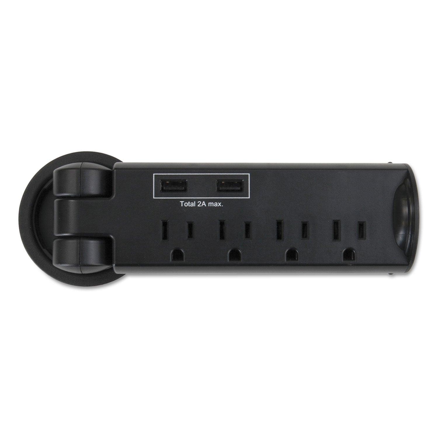 Pull-Up Power Module, 4 Outlets, 2 USB Ports, 8 ft Cord, Black - 