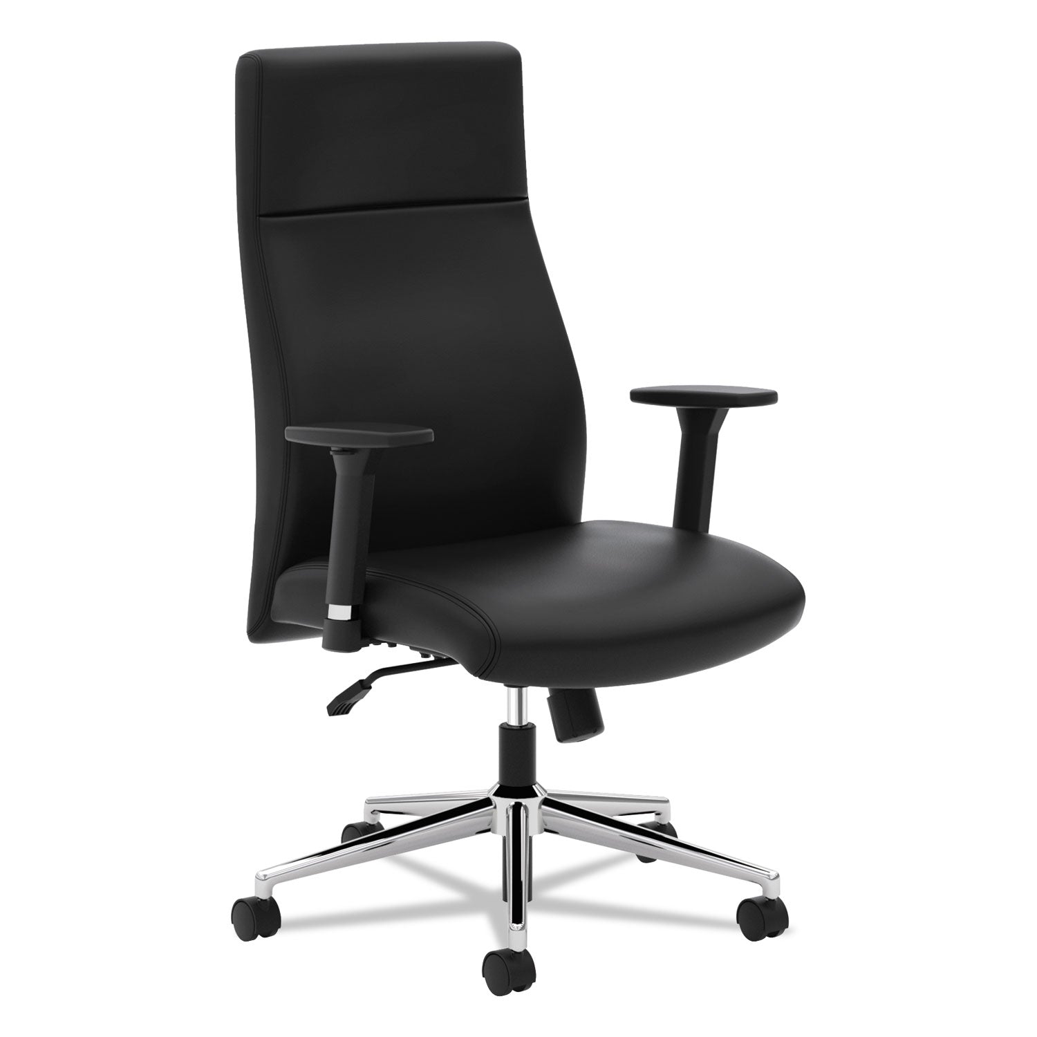 define-executive-high-back-leather-chair-supports-250-lb-17-to-21-seat-height-black-seat-back-polished-chrome-base_bsxvl108sb11 - 1