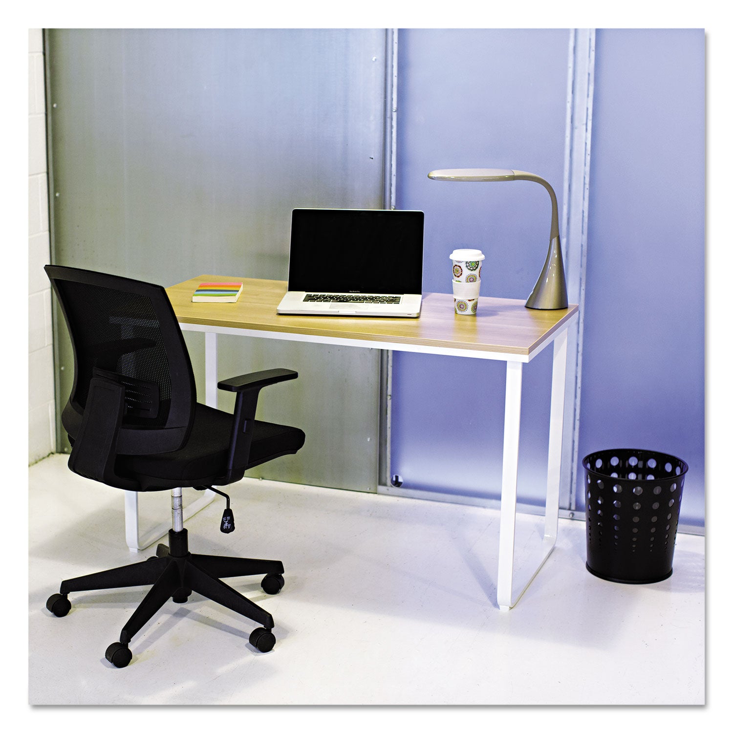 Steel Desk, 47.25" x 24" x 28.75", Beech/White - 