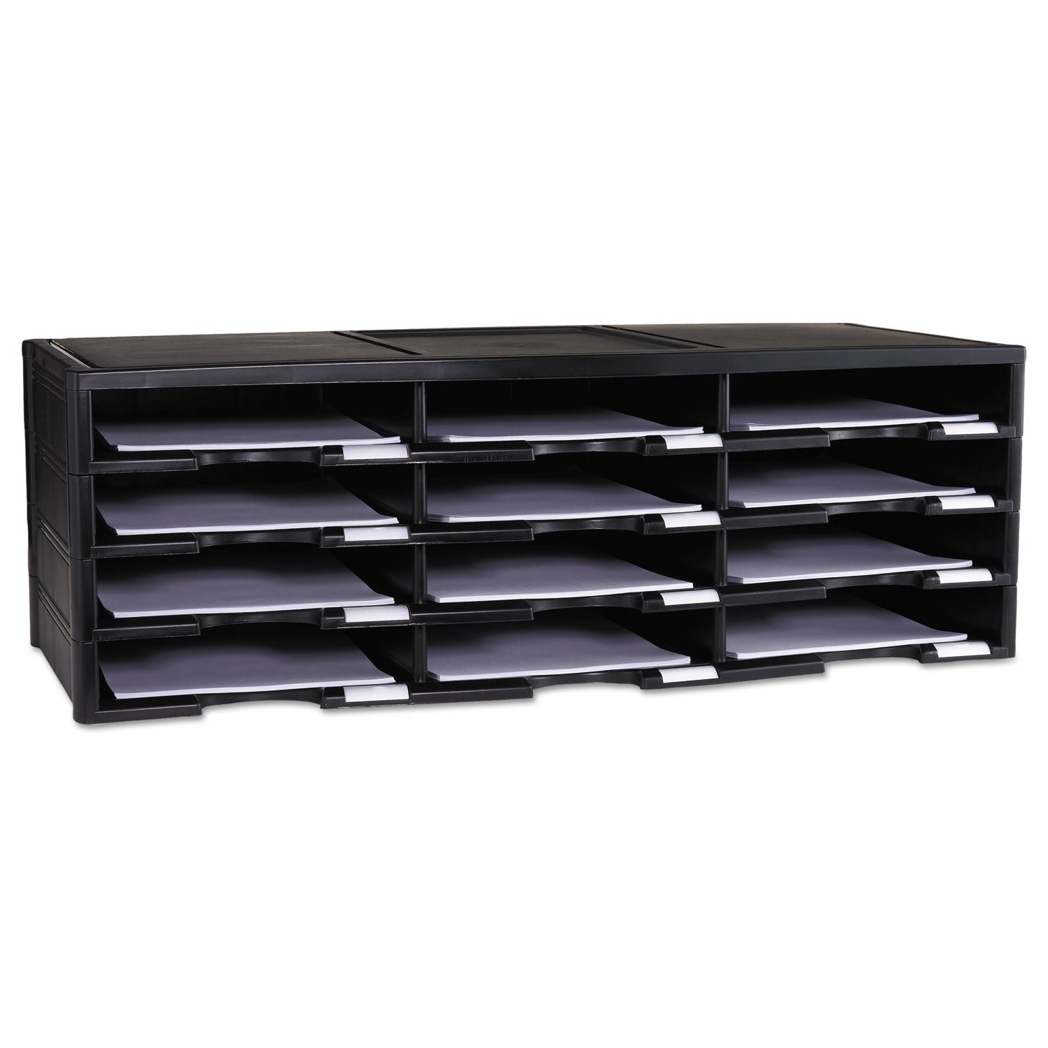 Storex Literature Organizer, 12 Compartments, 10.63 x 13.3 x 31.4, Black - 