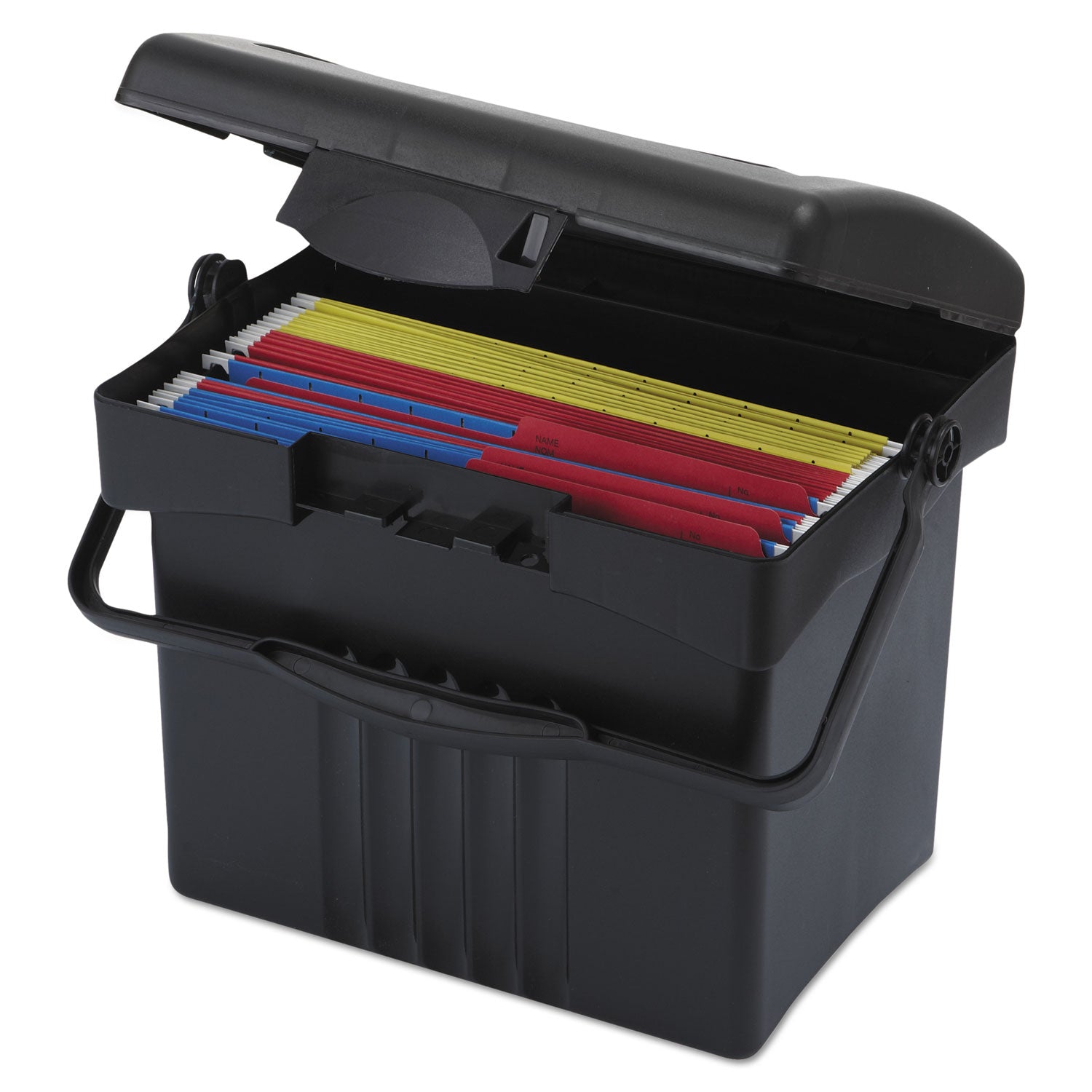 Storex Portable Storage Box - External Dimensions: 14.9" Length x 11" Width x 12.1"Height - Media Size Supported: Letter - Snap-tight Closure - Plastic - Black - For File - Recycled - 1 / Carton