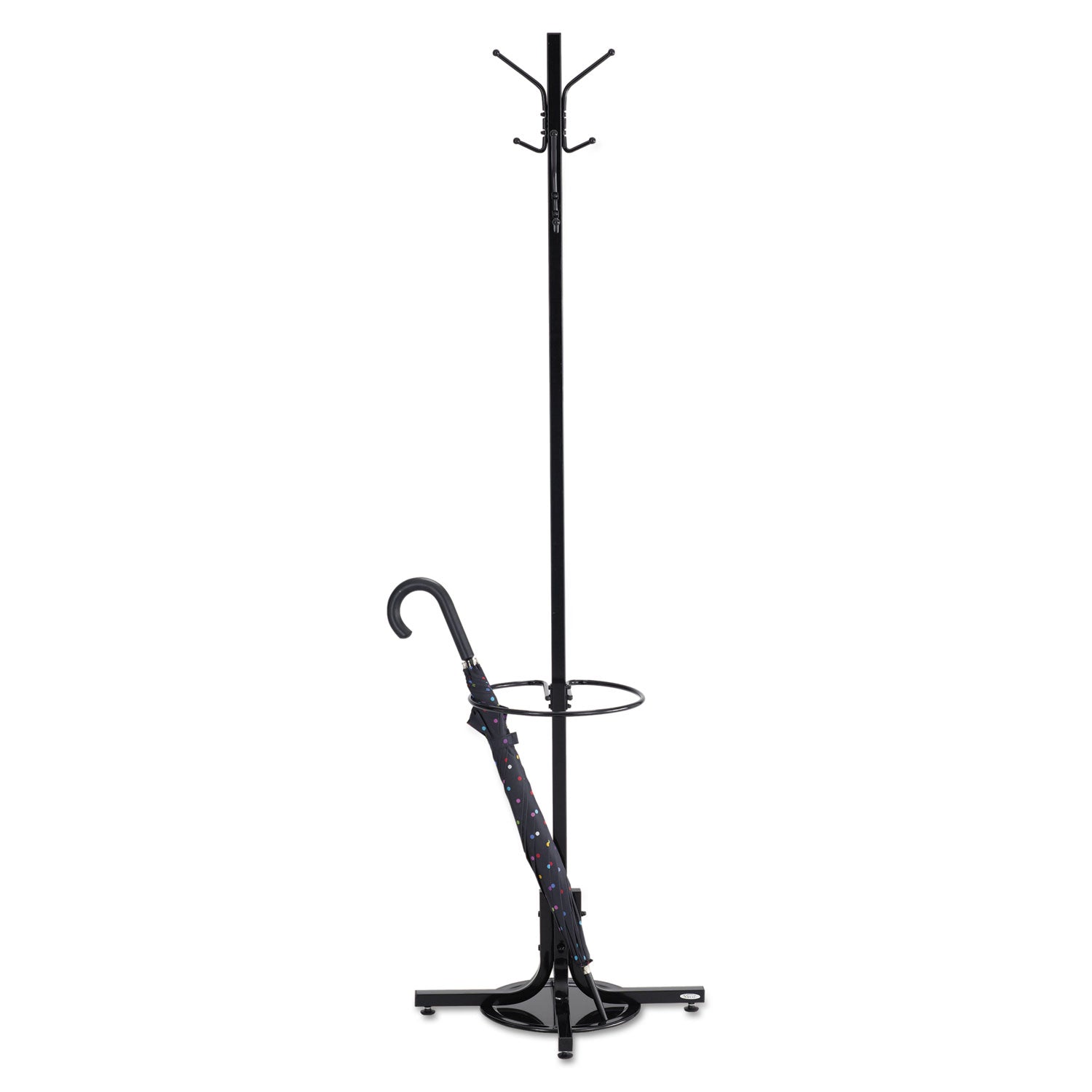 Safco Umbrella Stand Coat Rack - 4 Hooks - 40 lb (18.14 kg) Capacity - for Multipurpose - Steel - Black - 1 Each - 4