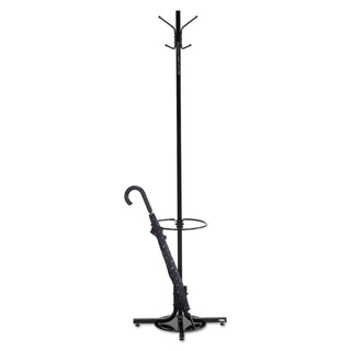 Safco Umbrella Stand Coat Rack - 4 Hooks - 40 lb (18.14 kg) Capacity - for Multipurpose - Steel - Black - 1 Each - 4