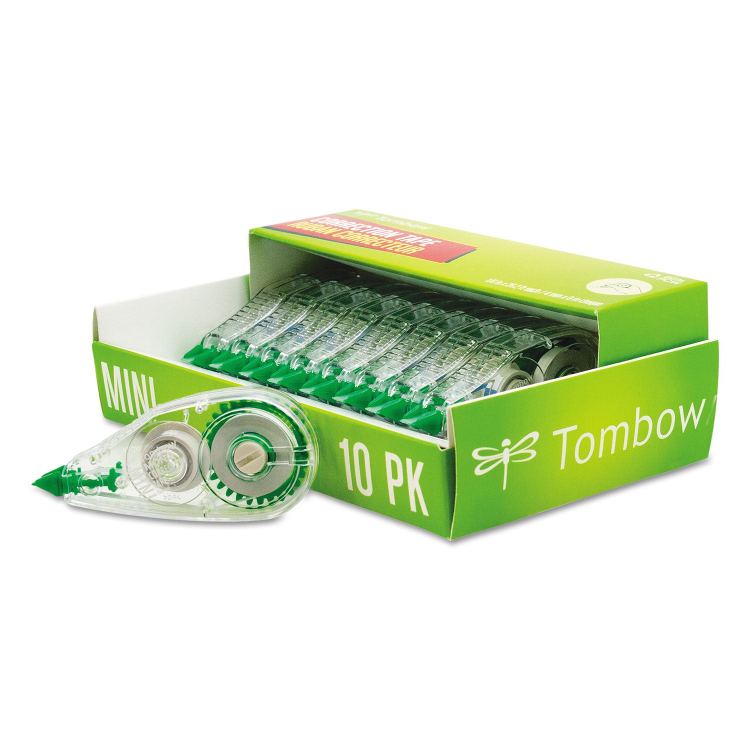 MONO Mini Correction Tape, Non-Refillable, Clear Applicator, 0.17" x 315", 10/Pack - 