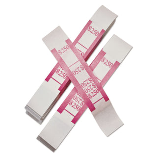 Color-Coded Kraft Currency Straps, Dollar Bill, $250, Self-Adhesive, 1000/Pack