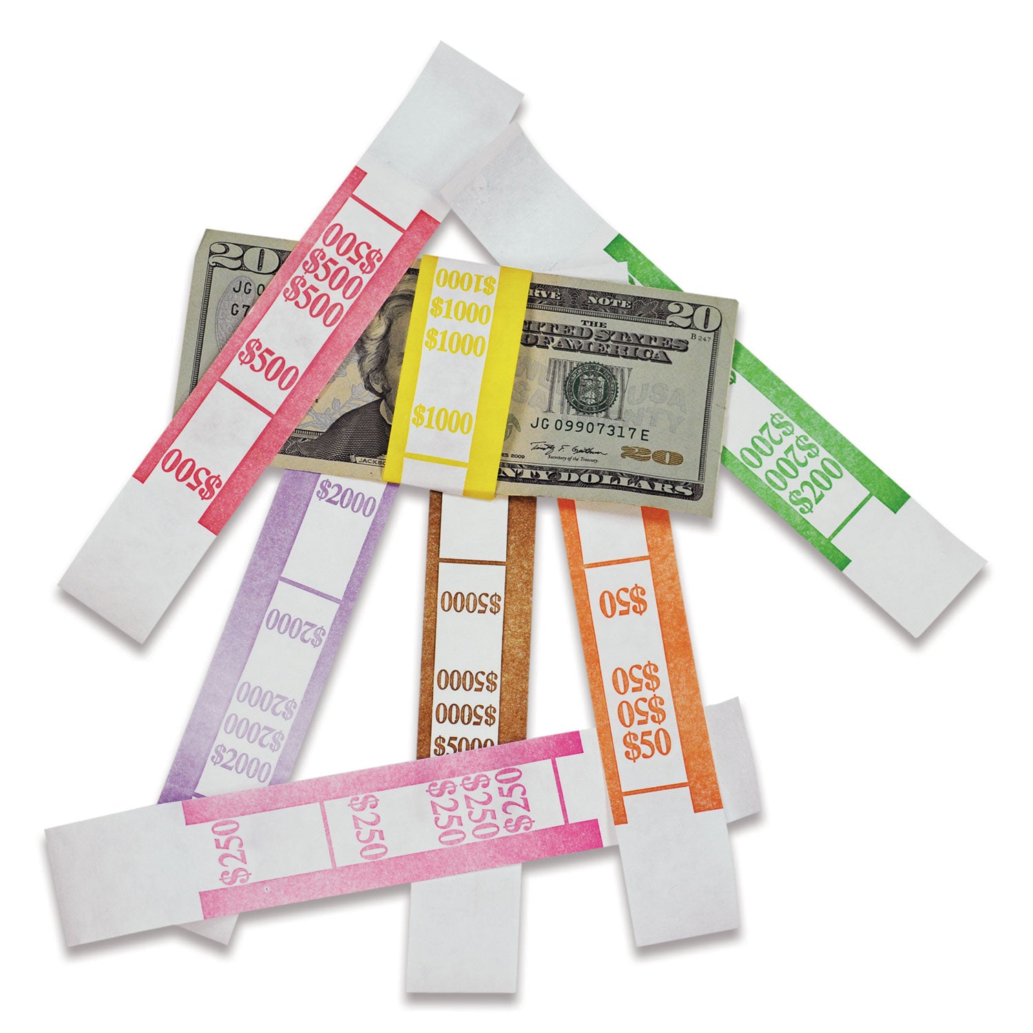 color-coded-kraft-currency-straps-dollar-bill-$50-self-adhesive-1000-pack_icx94190059 - 2